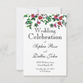 Elegante moderne Aquarellfarben, dunkelrosa Wildbl Einladung