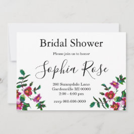 Elegante moderne Aquarellfarben, dunkelrosa Wildbl Einladung