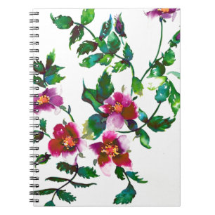 Elegante moderne Aquarellfarben, dunkelrosa Wildbl Notizblock