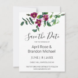 Elegante moderne Aquarellfarben, dunkelrosa Wildbl Save The Date