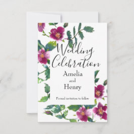 Elegante moderne Aquarellfarben, dunkelrosa Wildbl Save The Date