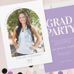 Elegante Moderne Arch Foto Lilac Graduation Party Einladung