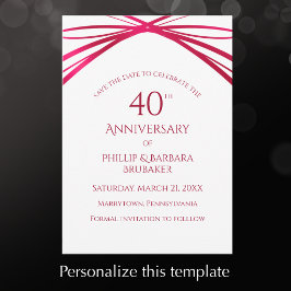 Elegante moderne Arch Ruby 40-Jahres-Jubiläumsfeie Save The Date