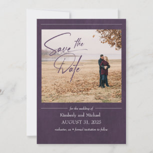 Elegante moderne Aubergine lila Save-the-Date-Foto Save The Date