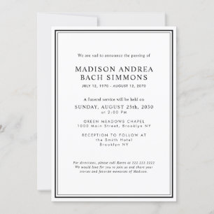 Elegante Moderne Beerdigung Einladung
