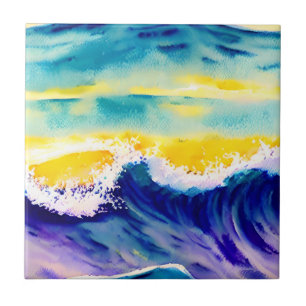 Elegante moderne bemalte Ocean Wave Sunlight Fliese