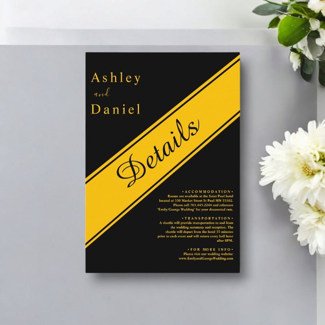 Elegante moderne Black and Gold Luxury Chic Weddin Begleitkarte (Von Creator hochgeladen)