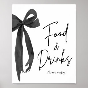 Elegante moderne Black Bow Food and Drinks Signatu Poster
