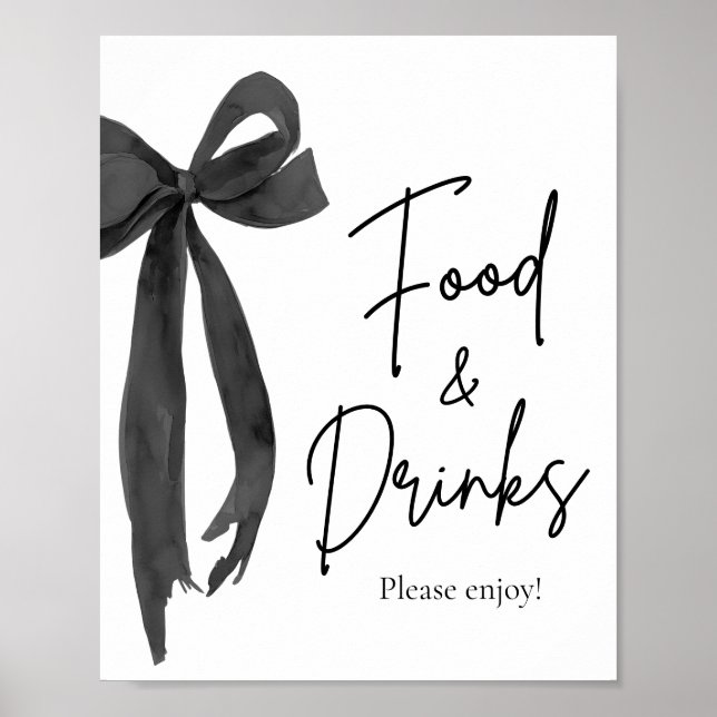 Elegante moderne Black Bow Food and Drinks Signatu Poster (Vorne)