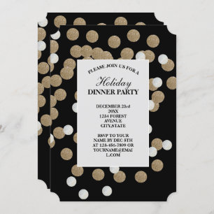 elegante, moderne Black Gold Confetti Einladung