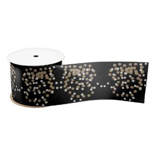 elegante, moderne Black Gold Confetti Satinband