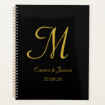 Elegante moderne Black Gold Monogram Script Hochze Planer<br><div class="desc">Eleganter moderner Black Gold Monogram Script Hochzeitsplaner</div>