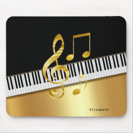 Elegante moderne Black Gold Musiknoten, Piano Keys Mousepad