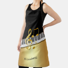 Elegante moderne Black Gold Musiknoten, Piano Keys Schürze