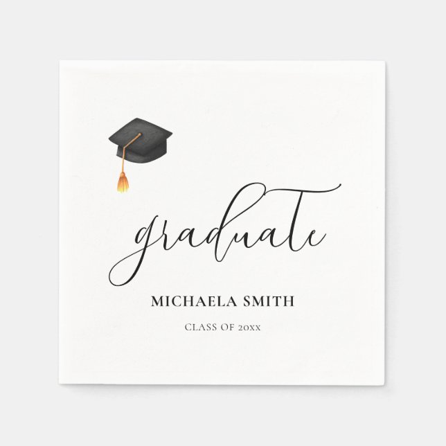 Elegante moderne Black Graduate Cap Graduation Par Serviette (Vorderseite)