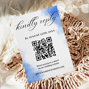Elegante moderne blaue Aquarell-Hochzeit RSVP-Kart Begleitkarte