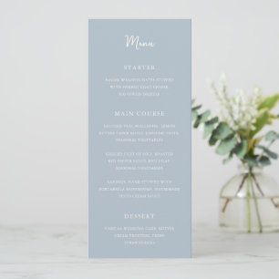 Elegante moderne blaue Hochzeit Menükarte