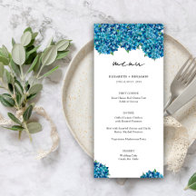 Elegante moderne blaue Hortensien Hochzeit