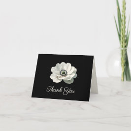 Elegante Moderne Blume Schwarz & Weiß Hochzeit Dankeskarte