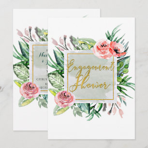 Elegante moderne Blumen-Einladung zur Verlobungsfe Einladung