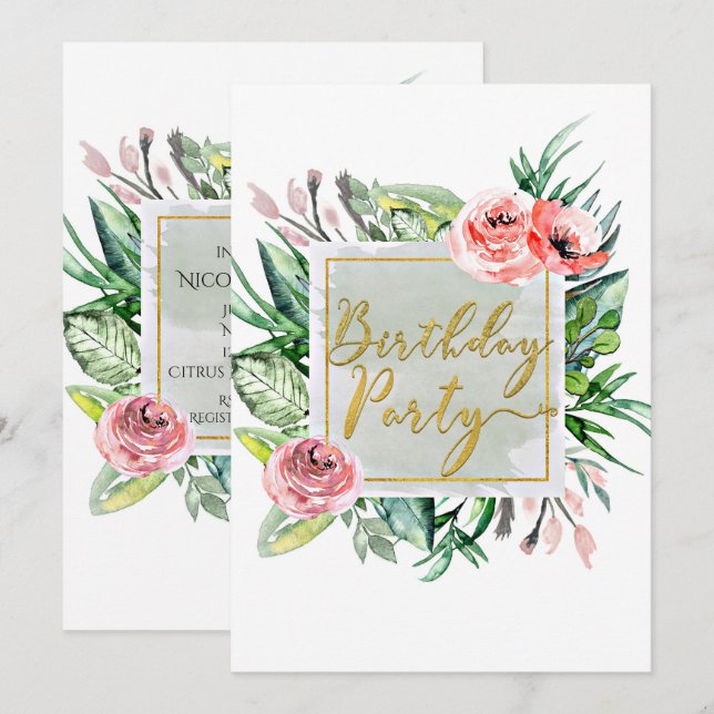 Elegante Moderne Blumenfreunde Einladungen (Vorne/Hinten)