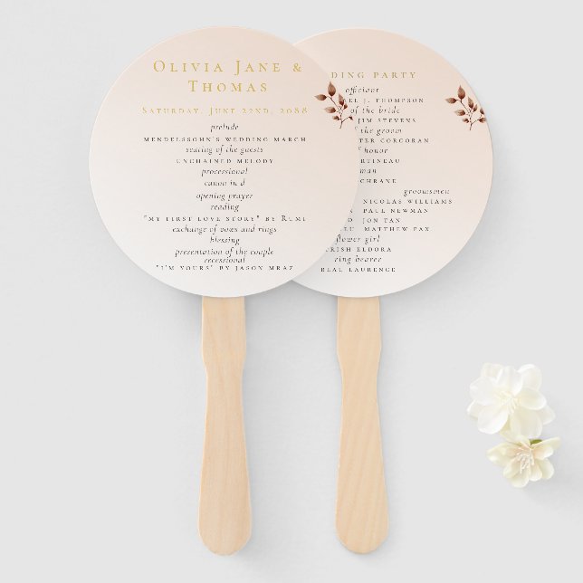 Elegante Moderne Blush Beige Orange Blumenzehen Fächer (Vorne und Hinten)