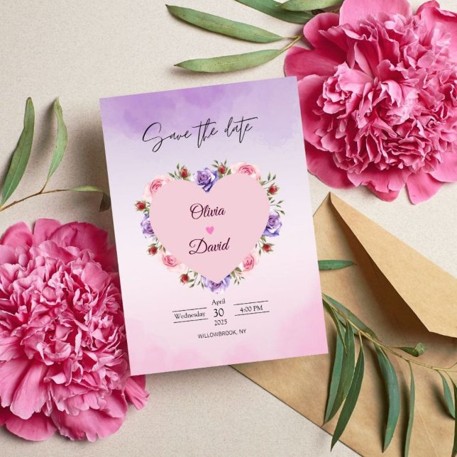 Elegante, moderne Blush-Blues-Hochzeit rettet das  Save The Date (Von Creator hochgeladen)