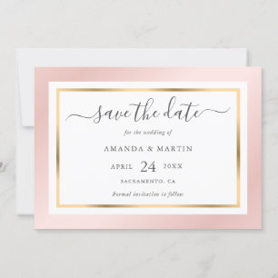 Elegante Moderne Blush Pink und Gold Hochzeit Save The Date