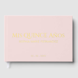 Elegante Moderne Blush Quinceñera Gästebuch