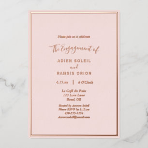Elegante Moderne Blush Rose Gold Engagement Party Folieneinladung