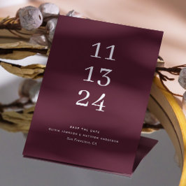 Elegante, moderne Bordeaux minimalistische Hochzei Save The Date
