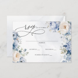 Elegante Moderne Botanische Hochzeit der Blauen Fl RSVP Karte