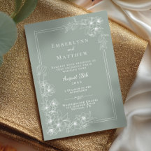 Elegante moderne botanische salbeigrüne Hochzeit