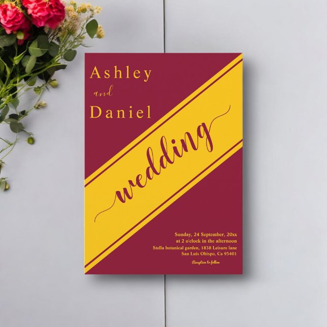 Elegante moderne Burgund und Gold Delikatessen Einladung (Von Creator hochgeladen)