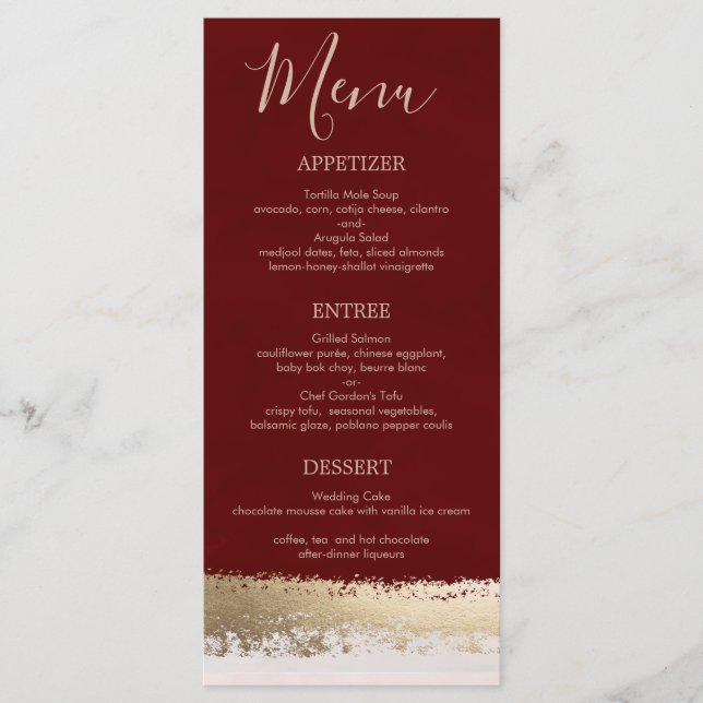 Elegante, moderne, burgundy, Gold Foil Wedding Programm (Vorderseite)