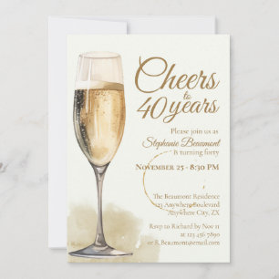 Elegante moderne Champagner-Cheers zum 40. Geburts Einladung