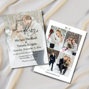 Elegante moderne chic Schrift 5 Foto-Hochzeit Einladung