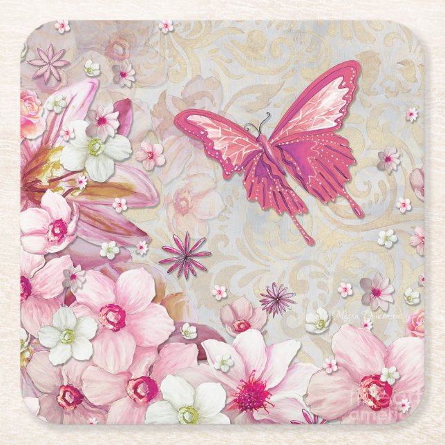 Elegante moderne Country Butterfly Rechteckiger Pappuntersetzer (Vorderseite)
