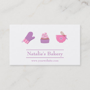 Elegante moderne Cupcake-Bäckerei-Café Rosa Lila Visitenkarte