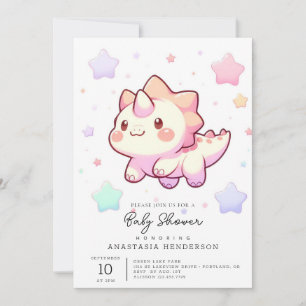 Elegante moderne Dinosaur Babydusche Einladung