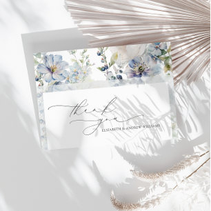 Elegante moderne, duftige Blumen Hochzeit Dankeskarte