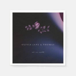 Elegante Moderne Dunkle Lila Blumenhochzeit Serviette