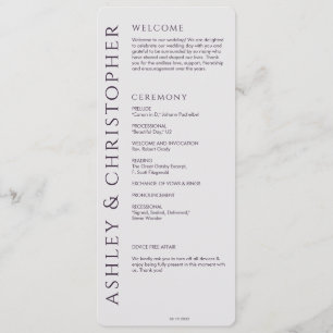 Elegante Moderne Dunkle Lila Hochzeit Programm