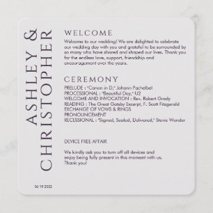 Elegante Moderne Dunkle Lila Hochzeit Programm