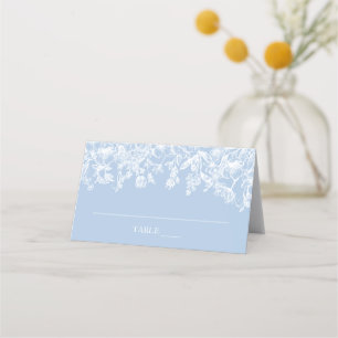 Elegante Moderne Dusty Blue Wildblume Platzkarte