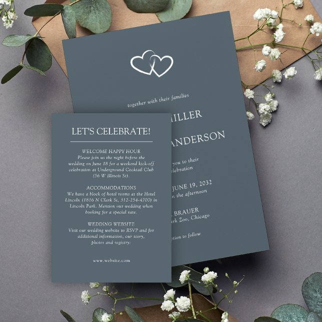 Elegante moderne, einfache Elemente Hochzeit Begleitkarte (Von Creator hochgeladen)