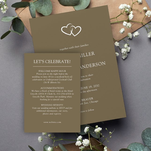 Elegante moderne, einfache Elemente Hochzeit Begleitkarte (Von Creator hochgeladen)