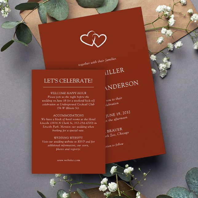 Elegante moderne, einfache Elemente Hochzeit Begleitkarte (Von Creator hochgeladen)