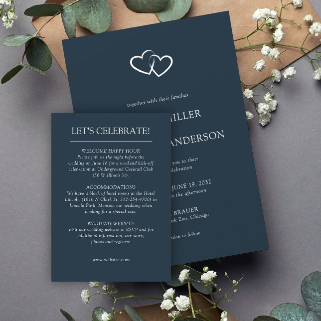 Elegante moderne, einfache Elemente Hochzeit Begleitkarte (Von Creator hochgeladen)