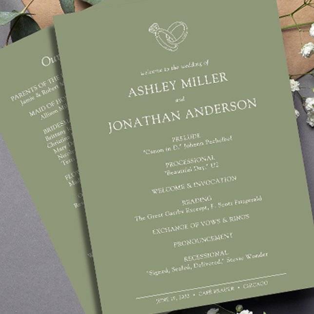 Elegante moderne, einfache Elemente Hochzeit Programm (Von Creator hochgeladen)